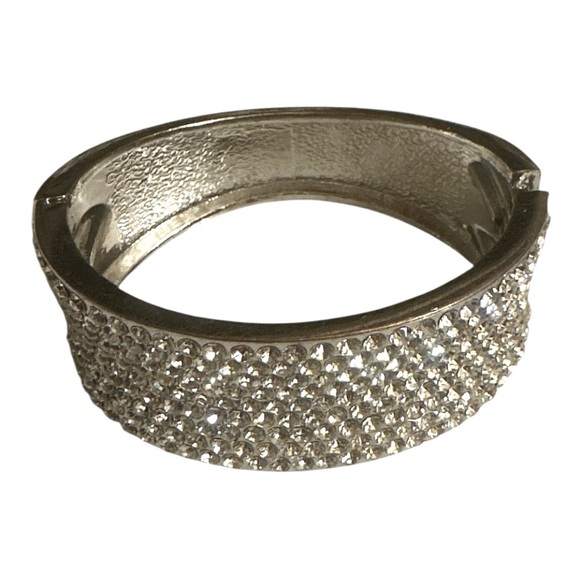 Noir Glam Crystal Hinged Cuff Bracelet - NEW - Picture 1 of 10